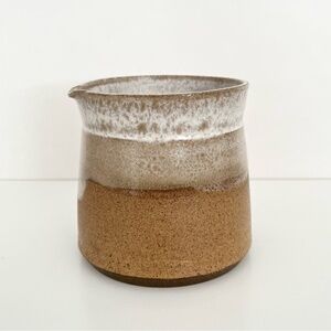 Hand Thrown Studio Pottery Milk Pitcher Stoneware Rustic Natural Glazed 16oz